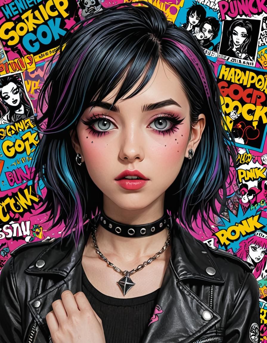 Retro Anime Goth Punk Comic Book Style