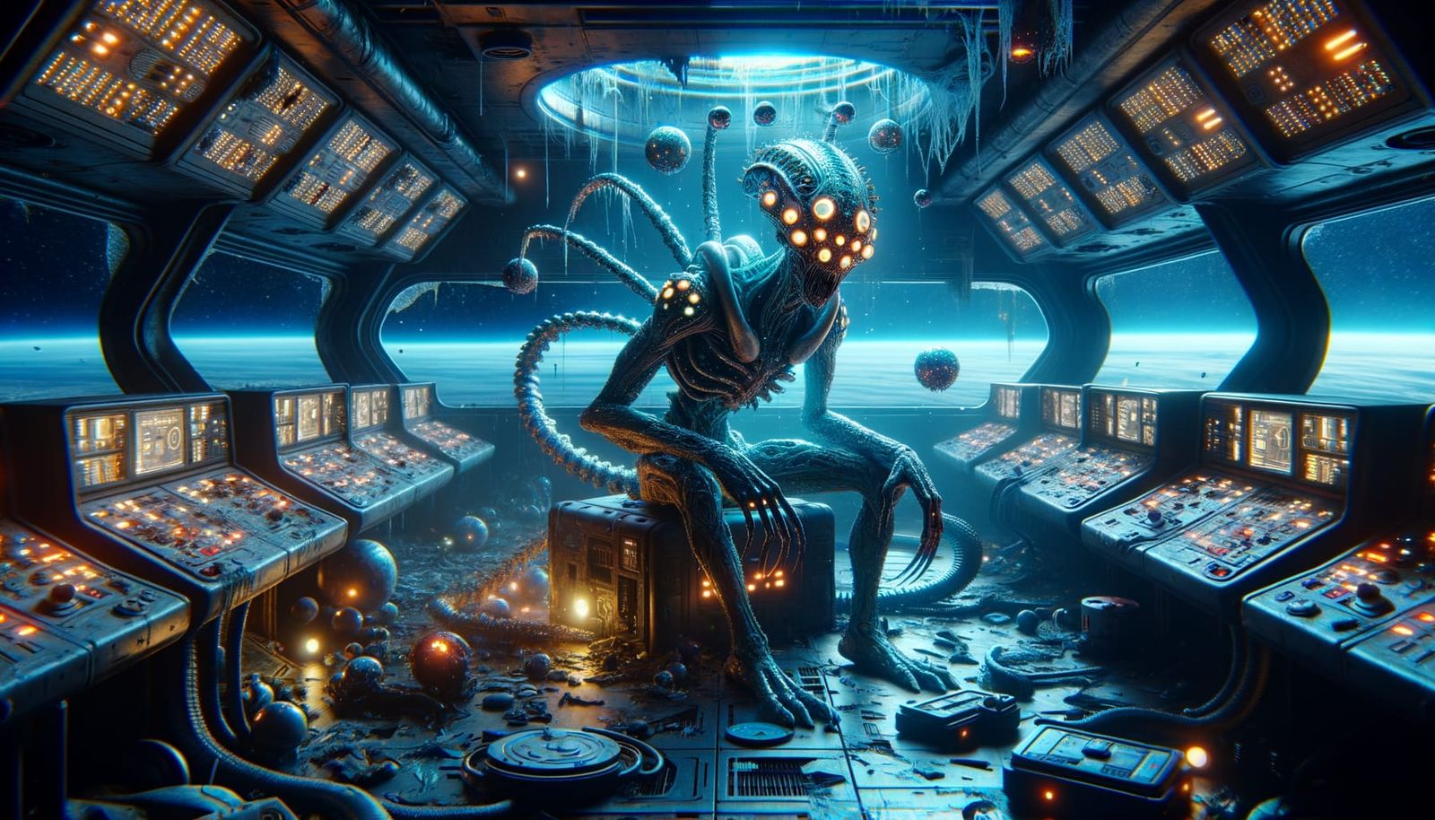 Horrifying Alien Entity in Abandoned Spaceship