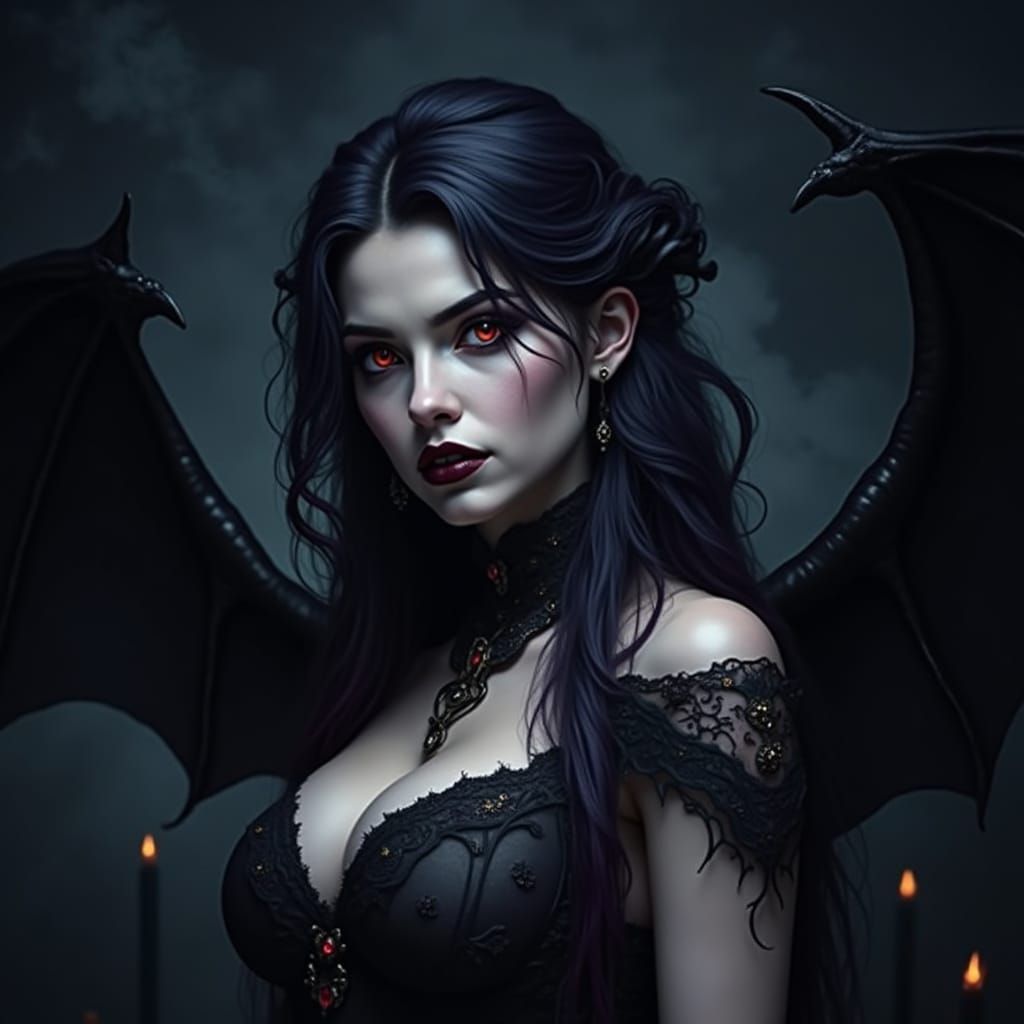 Dark Fantasy Vampiress in Mystical Twilight