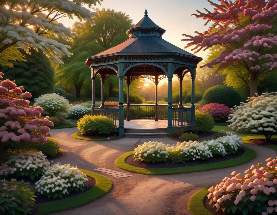 Victorian Gazebo at Magic Hour with Volumetric Lighting