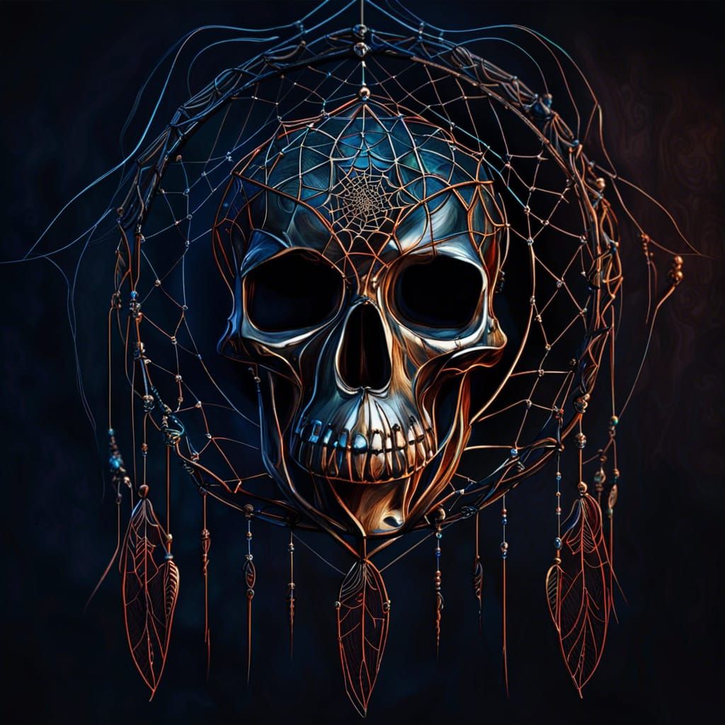 Gothic Dreamcatcher with Ruby Spiders in Hyperrealistic Styl...