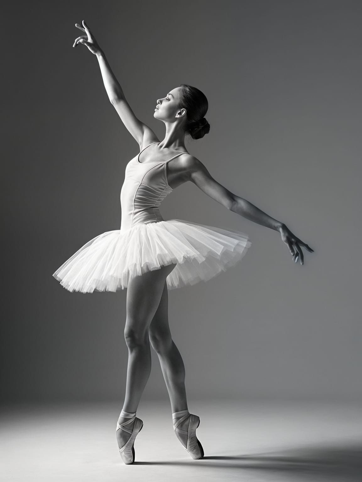 Elegant Ballet Dancer in Second Arabesque Pose