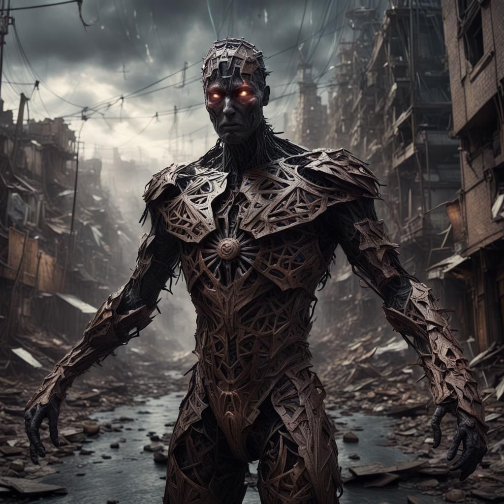 Creepy Shatter Man in a Dramatic Digital Painting