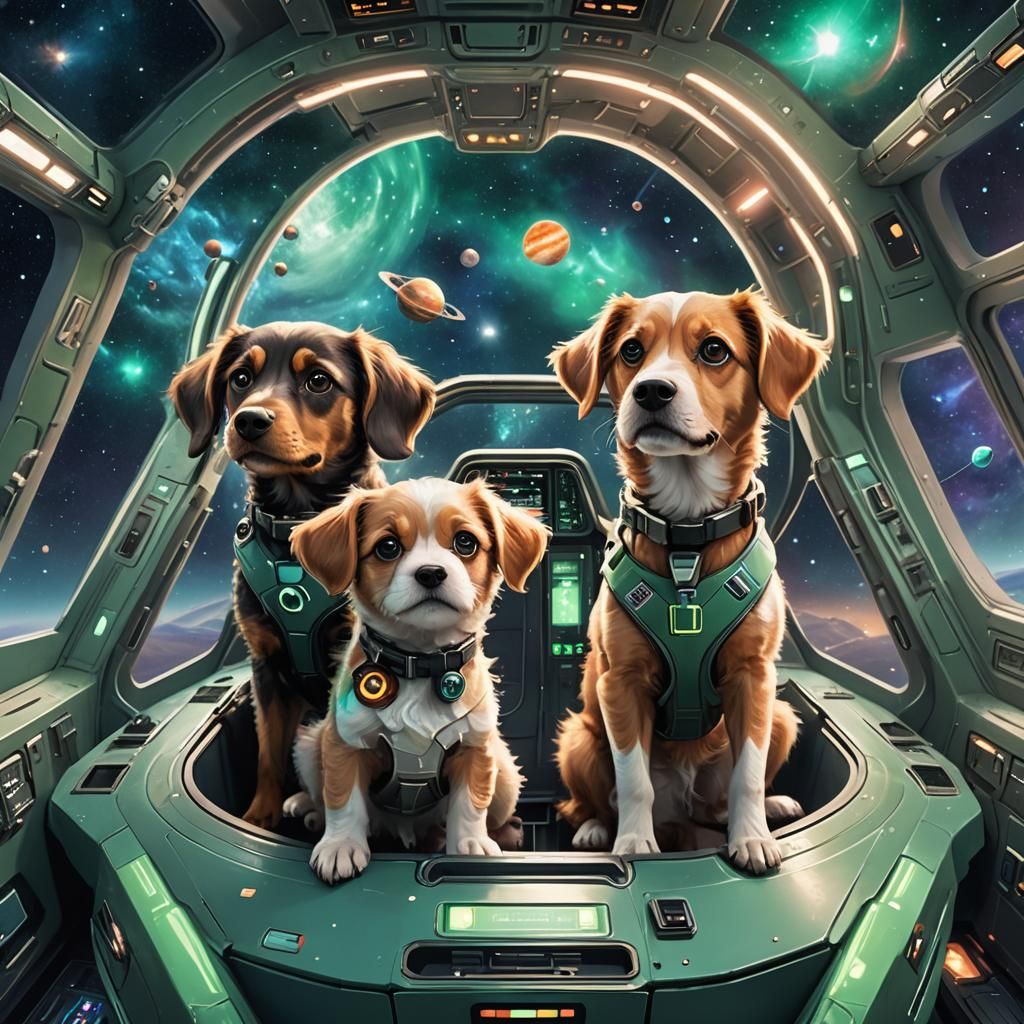 Dogs on a Galactic Adventure in Space