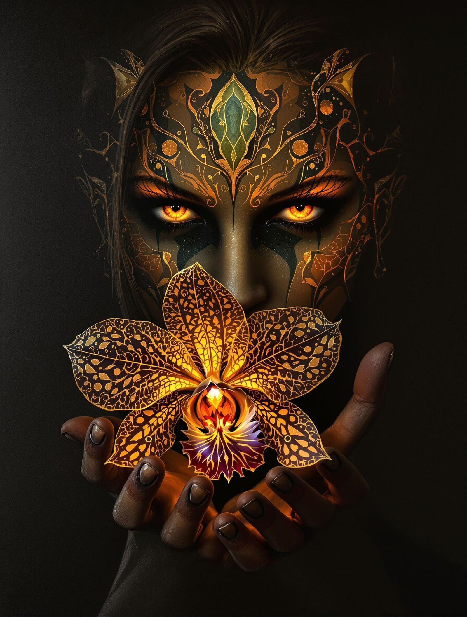 Dramatic Portrait of Dr. Vance with Orchid