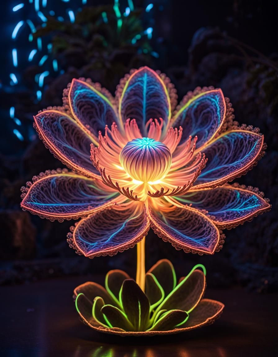 Divine Fluorescent Flower with Neon Glow