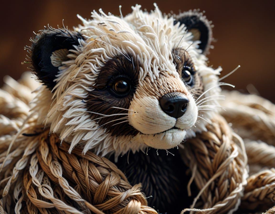 Cozy Woven Fabric Badger Doll in Warm, Photorealistic Style