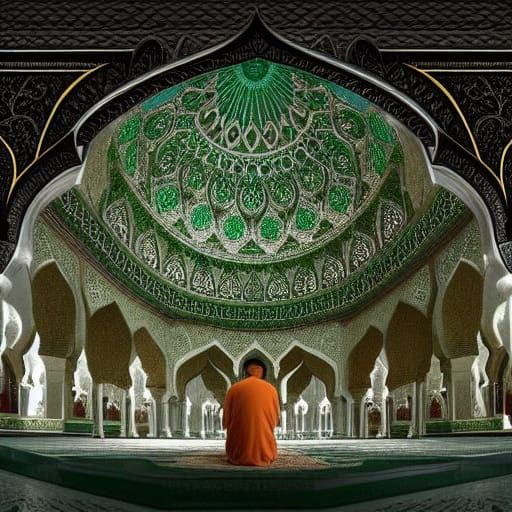Muslim Man Praying: Cinematic Digital Matte Painting