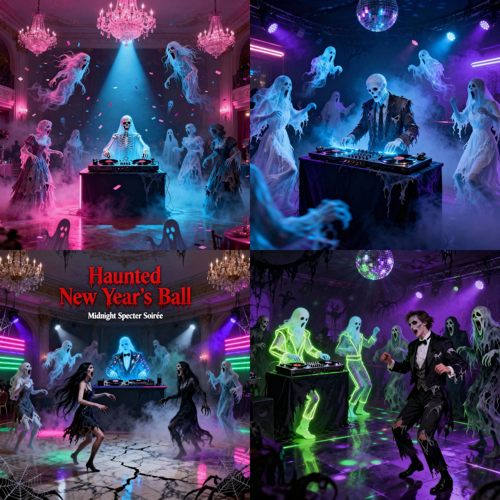 Ghosts DJing at a Haunted New Year's Ball
