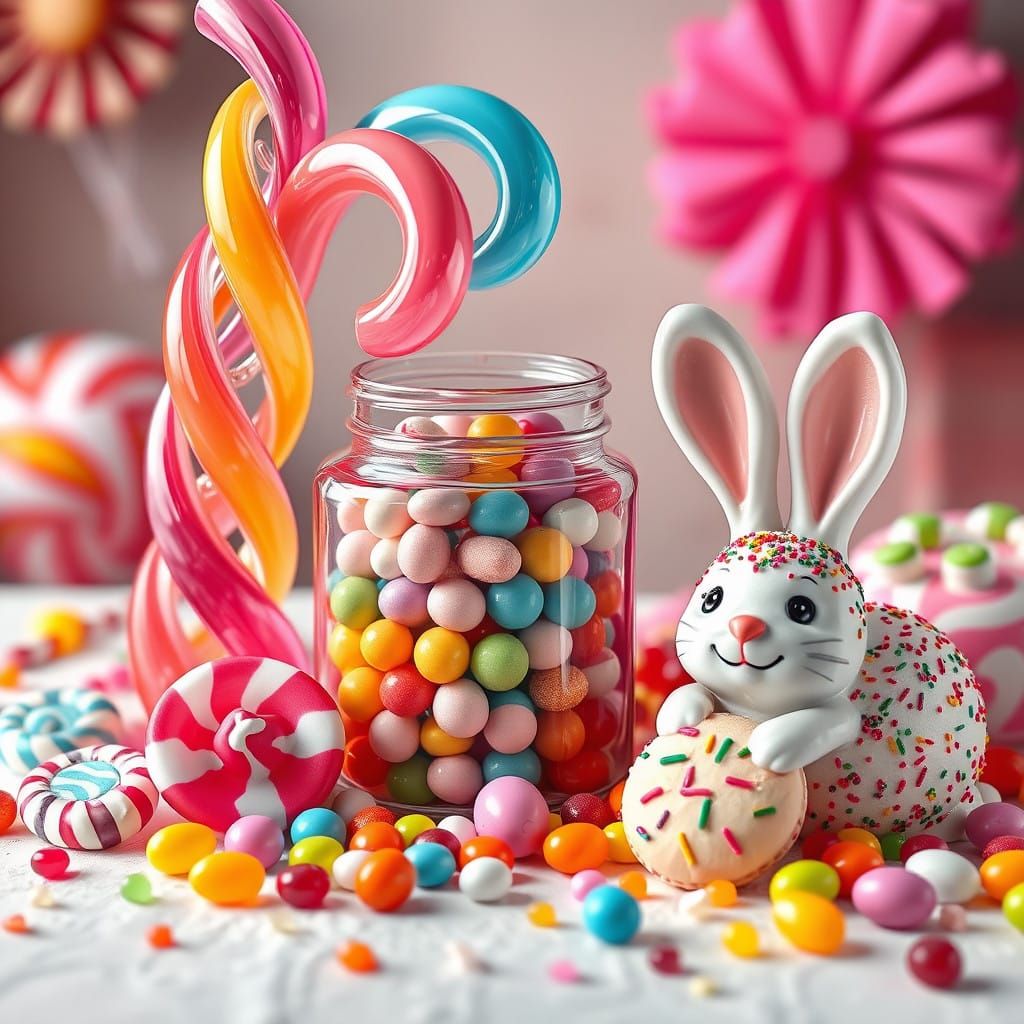 Whimsical Holiday Dessert Table in Vibrant, Dreamlike Style