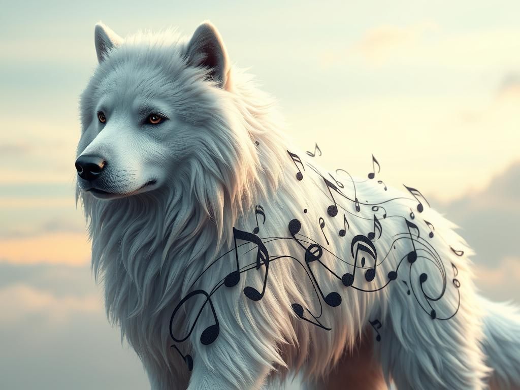 Musical Dog in 3D Digital Art Style