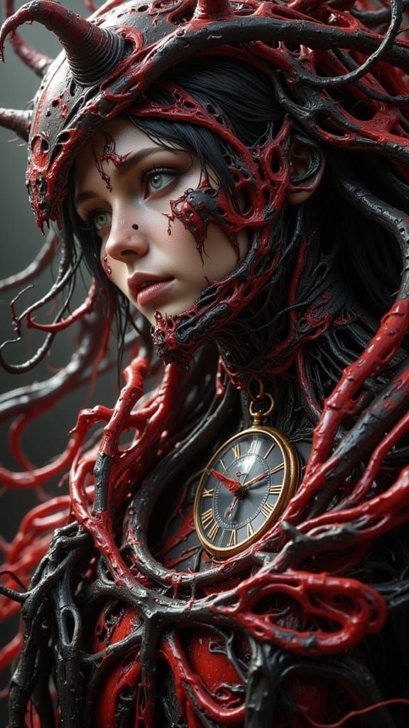 Sadako from The Ring in HR Giger Style