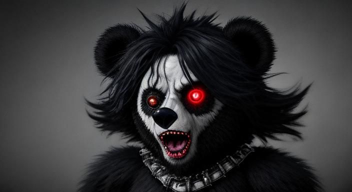 Grimdark Teddybear Scissorhands in a Darkened Bedroom
