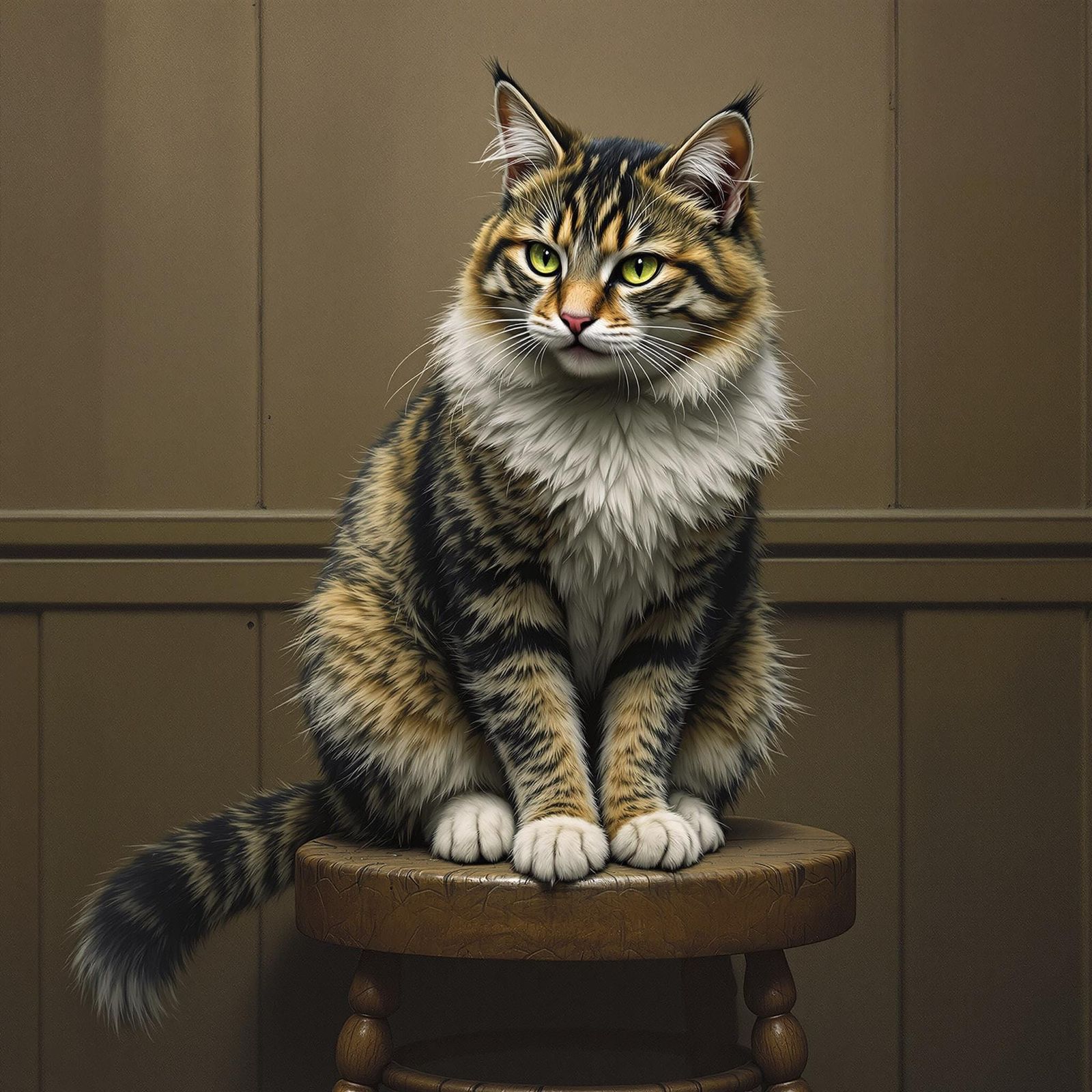 Cat in Courtroom, Expressionist Art Style