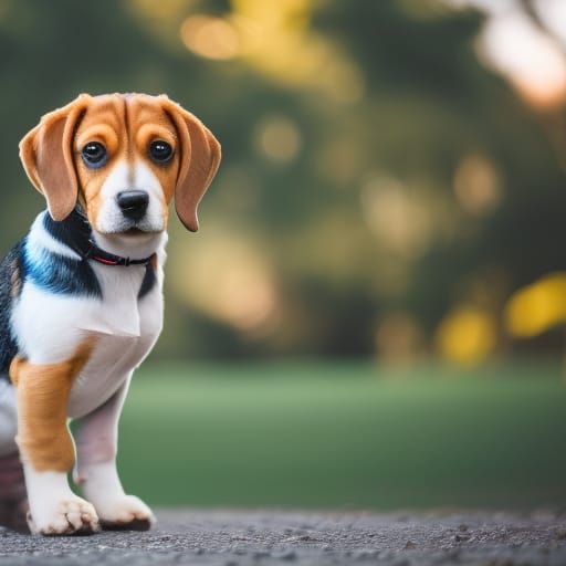 Beagle Portrait in Natural Light, Watercolor Style