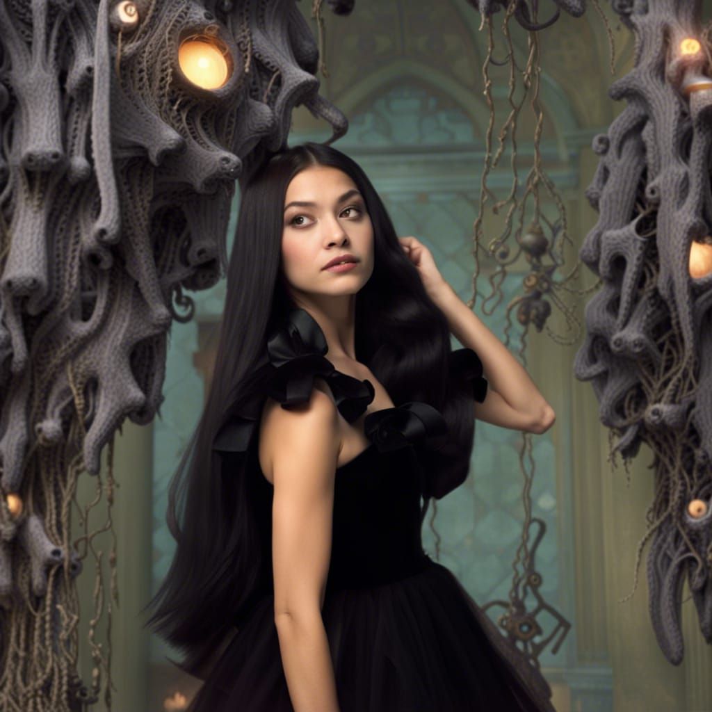 Olivia Rodrigo as Elvira, a Goth Girl Portrait