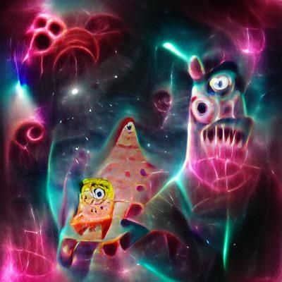 SpongeBob and Patrick in Cosmic Horror Scene