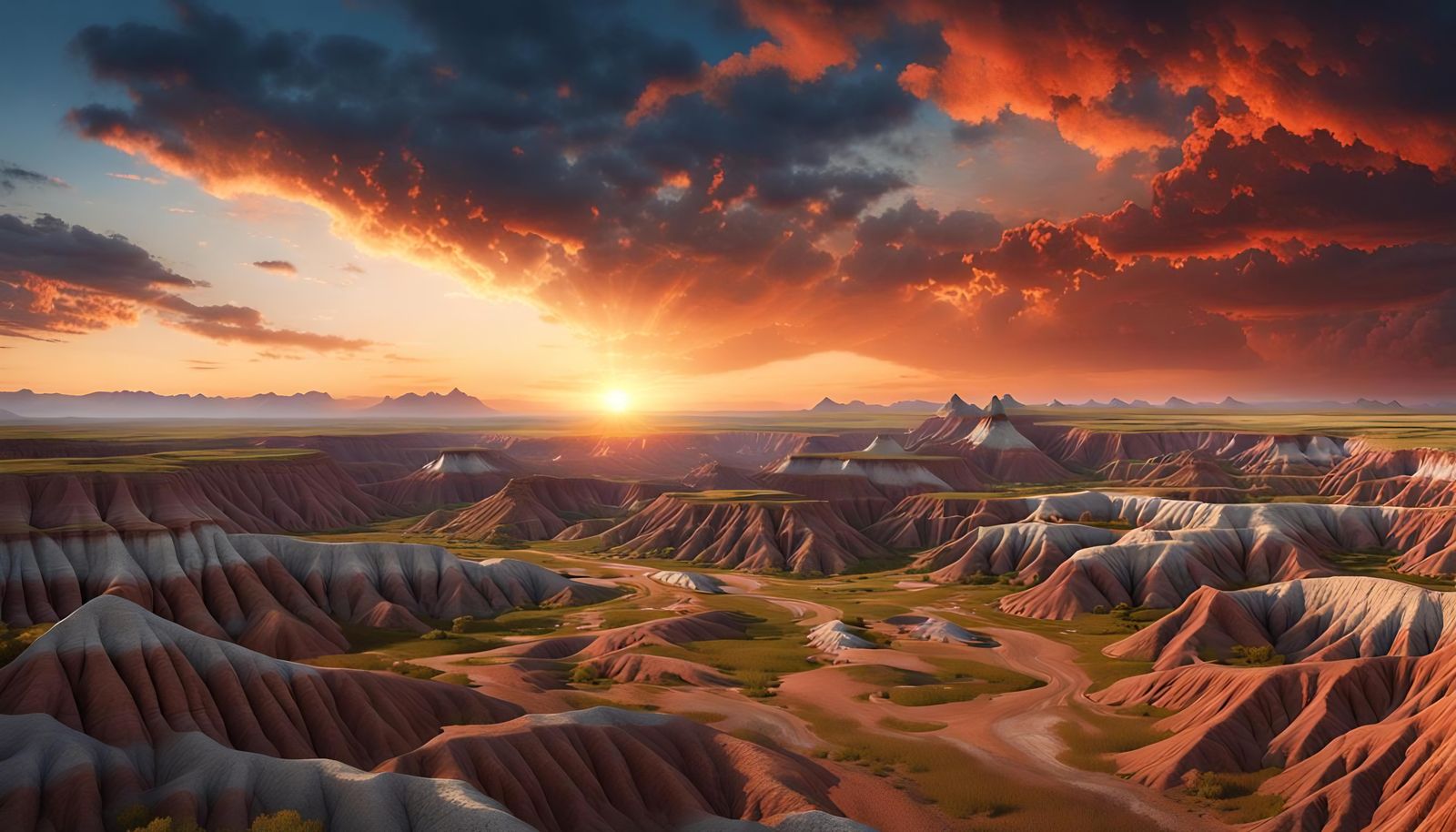 Badlands National Park Sunset: Matte Painting Landscape