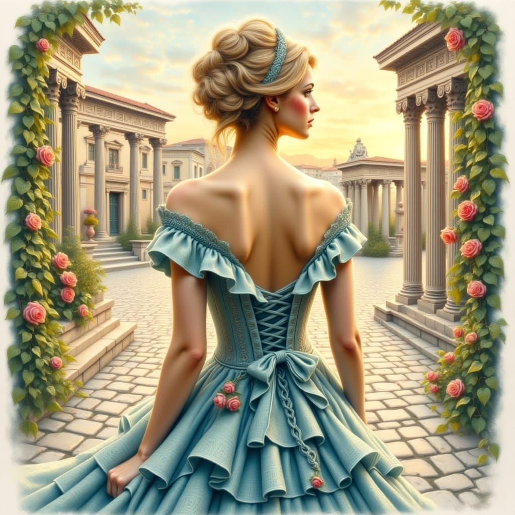 Ethereal Greek Beauty in Impasto Style