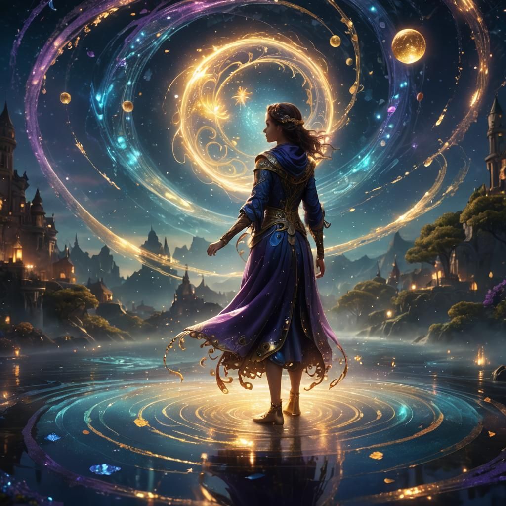 Radiant Entity in Swirling Lights: Fantasy Art