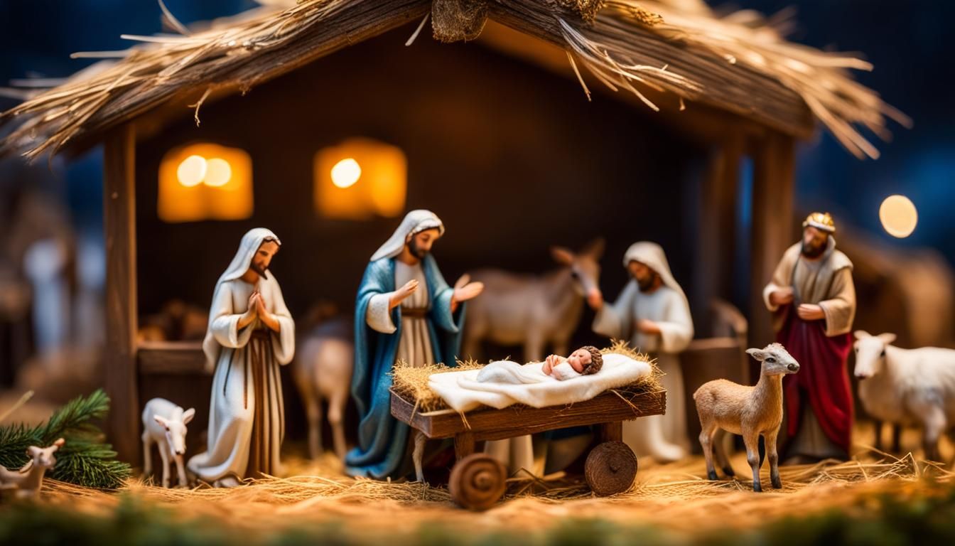 Festive Nativity Scene with Dancing Farm Animals