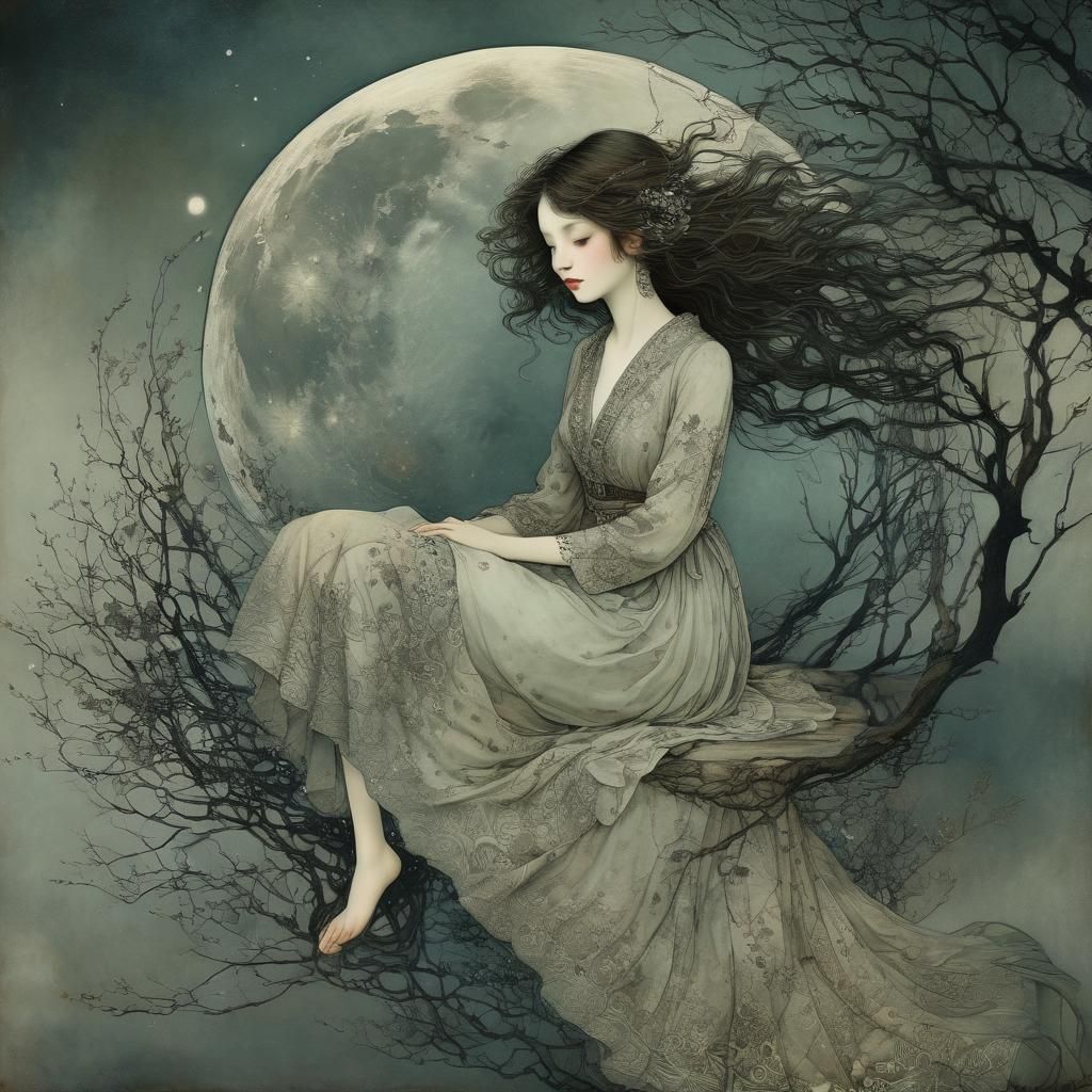 Surreal Moon Illustration Inspired by Classic Art