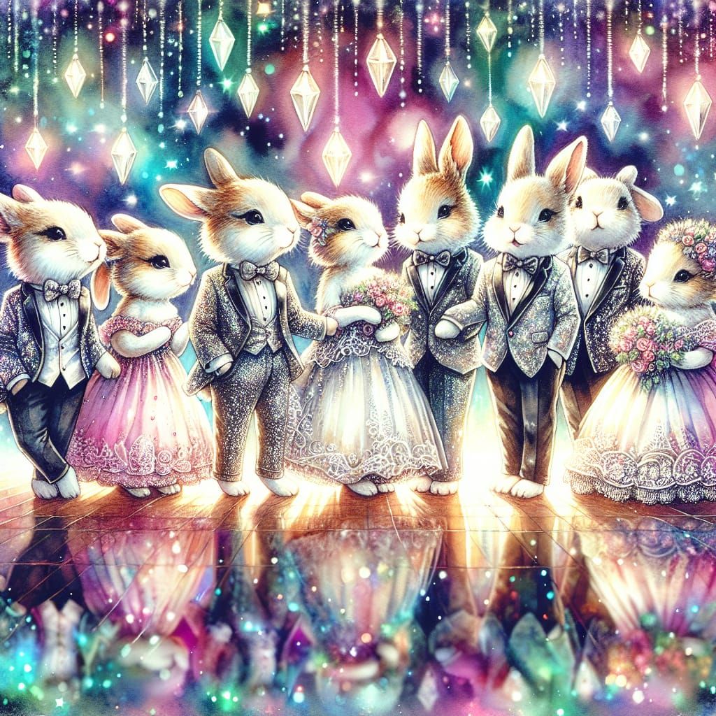Rabbits Shine at Vibrant Disco Ball