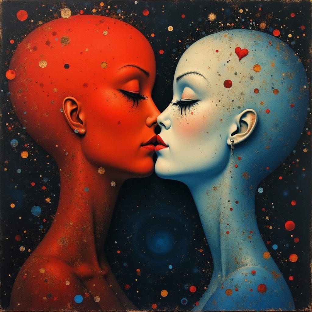 Ethereal Cosmic Love in Surrealist Style