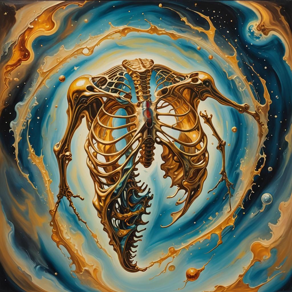 Surreal Rib Cage World in Space