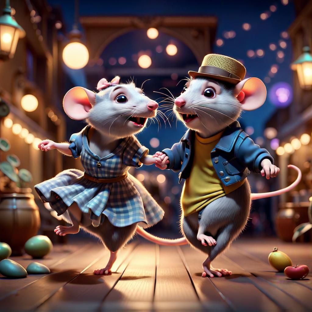 Cute Rat Couple Dancing Mambo in 3D
