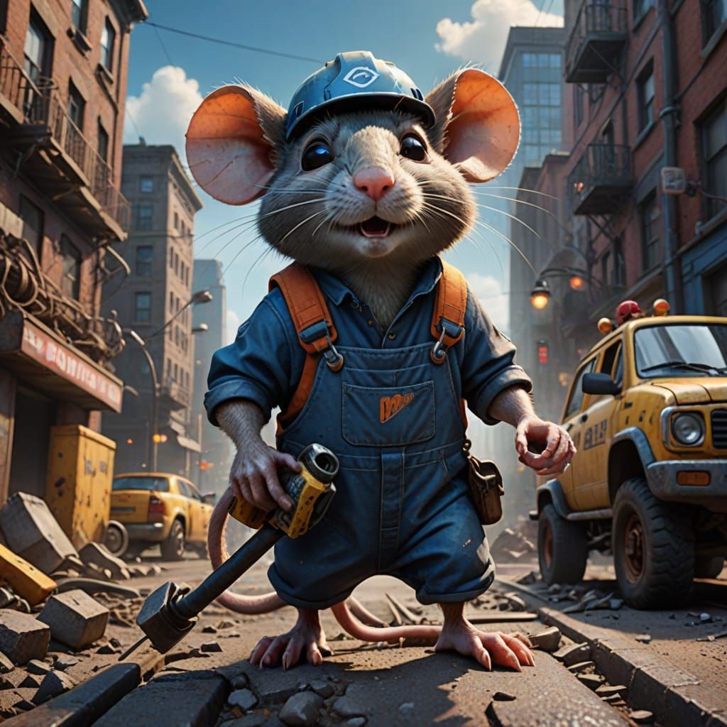 Rat Unleashes Construction Chaos in Vibrant City