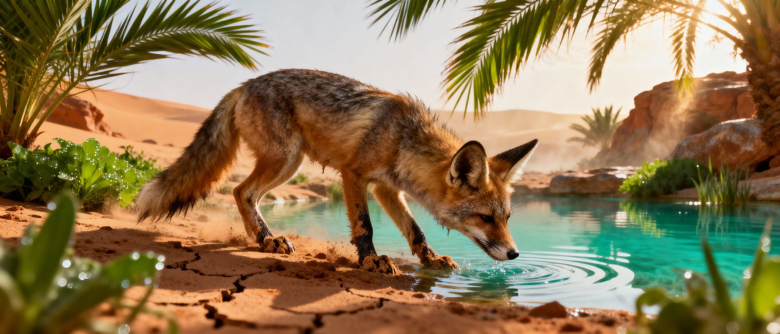 Desert Fox Discovers Lush Oasis in Hyperrealistic Photograph...