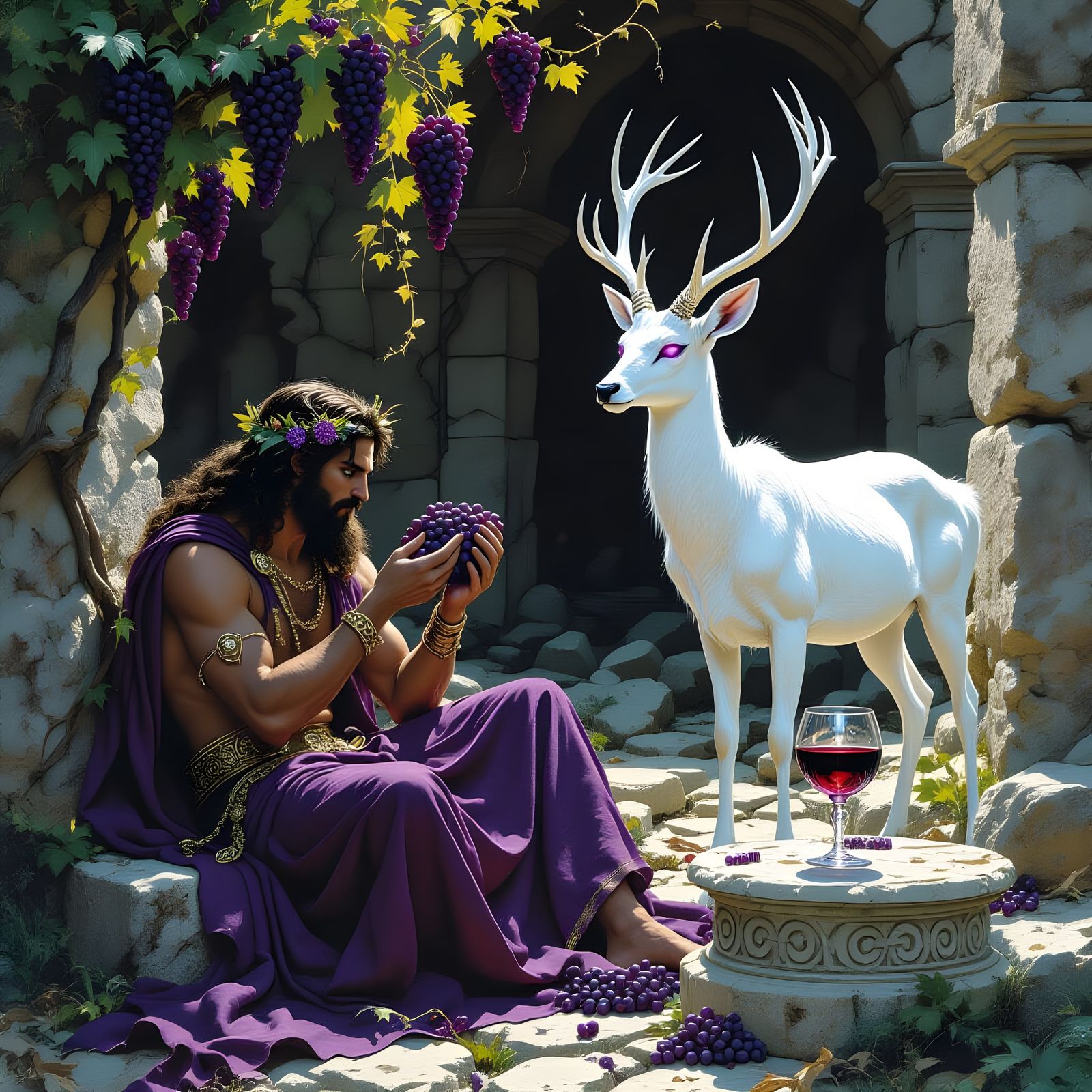 Dionysus and Deer in Gothic Surrealism