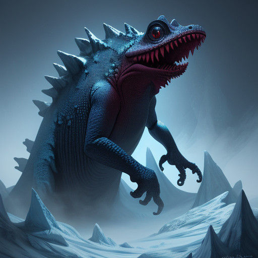 Dark Fantasy Snow Crevasse Monster