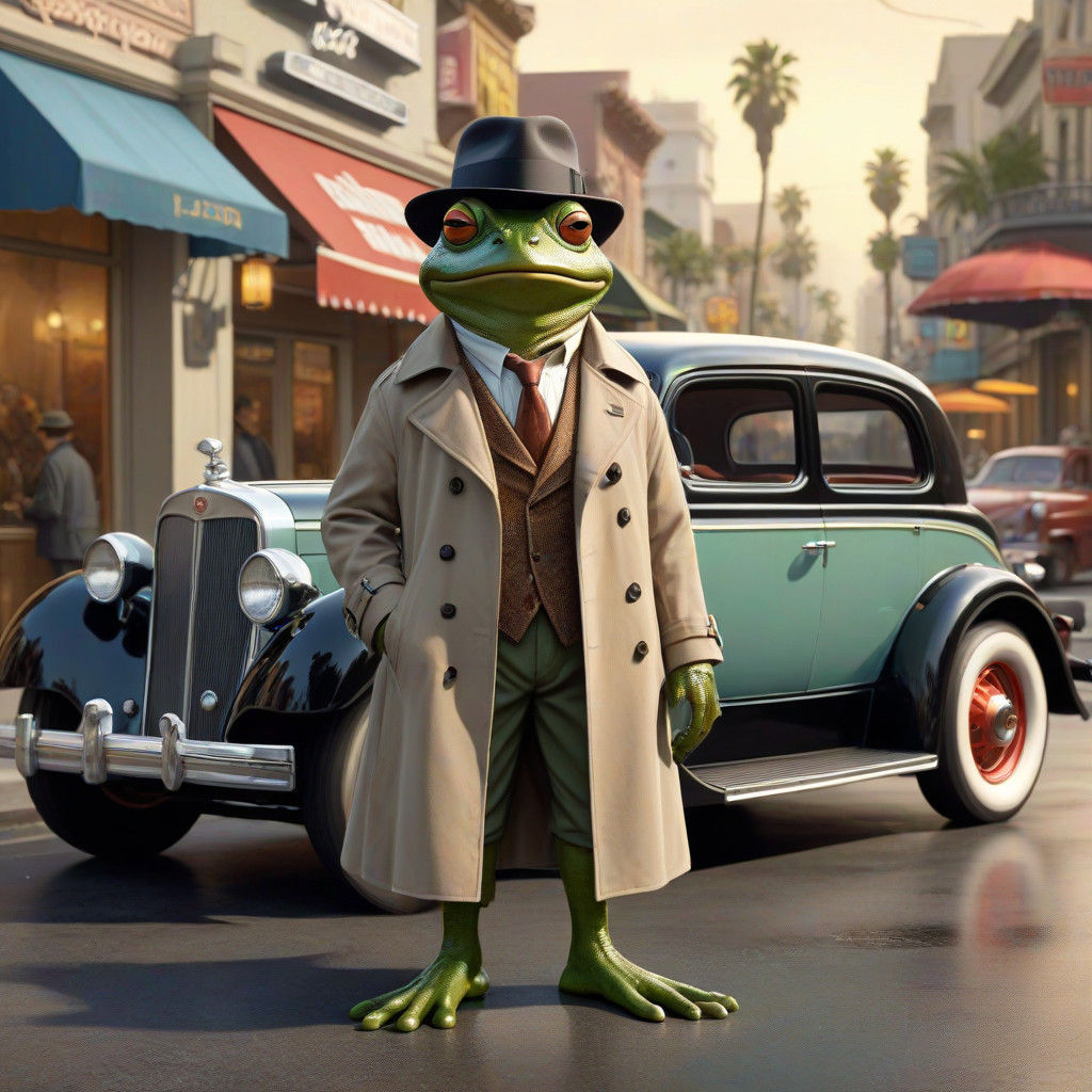 Whimsical Frog on Hollywood Boulevard circa 1954 in Comic Bo...