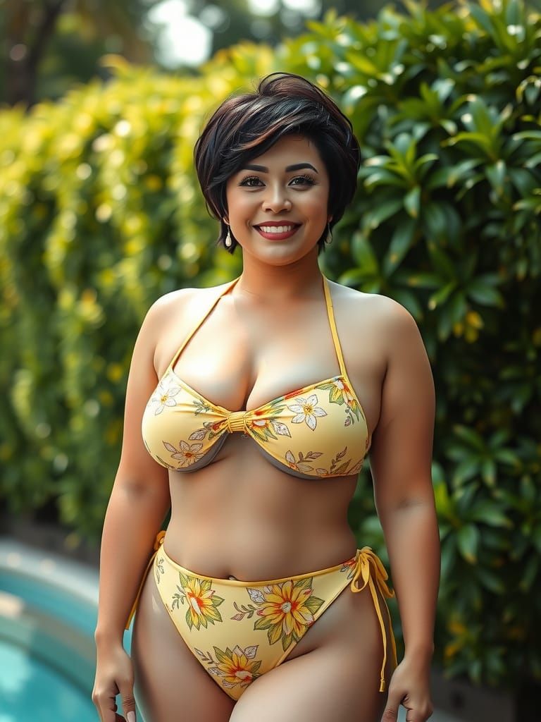 Summertime in a floral 🌺🌼🌸 yellow bikini 👙🥰❤️