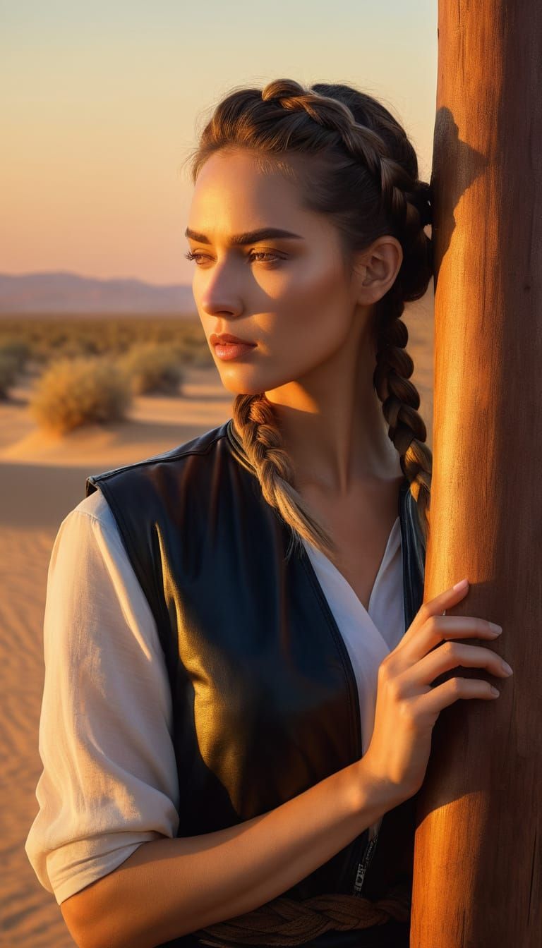 Desert Woman in Tonalist Oil Painting Style