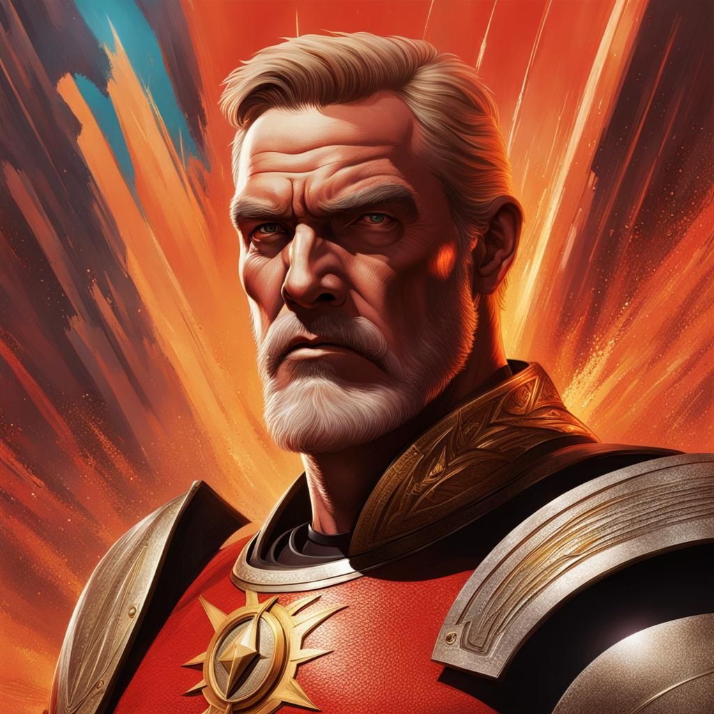 Hyperrealistic Flash Gordon Splash Art Portrait