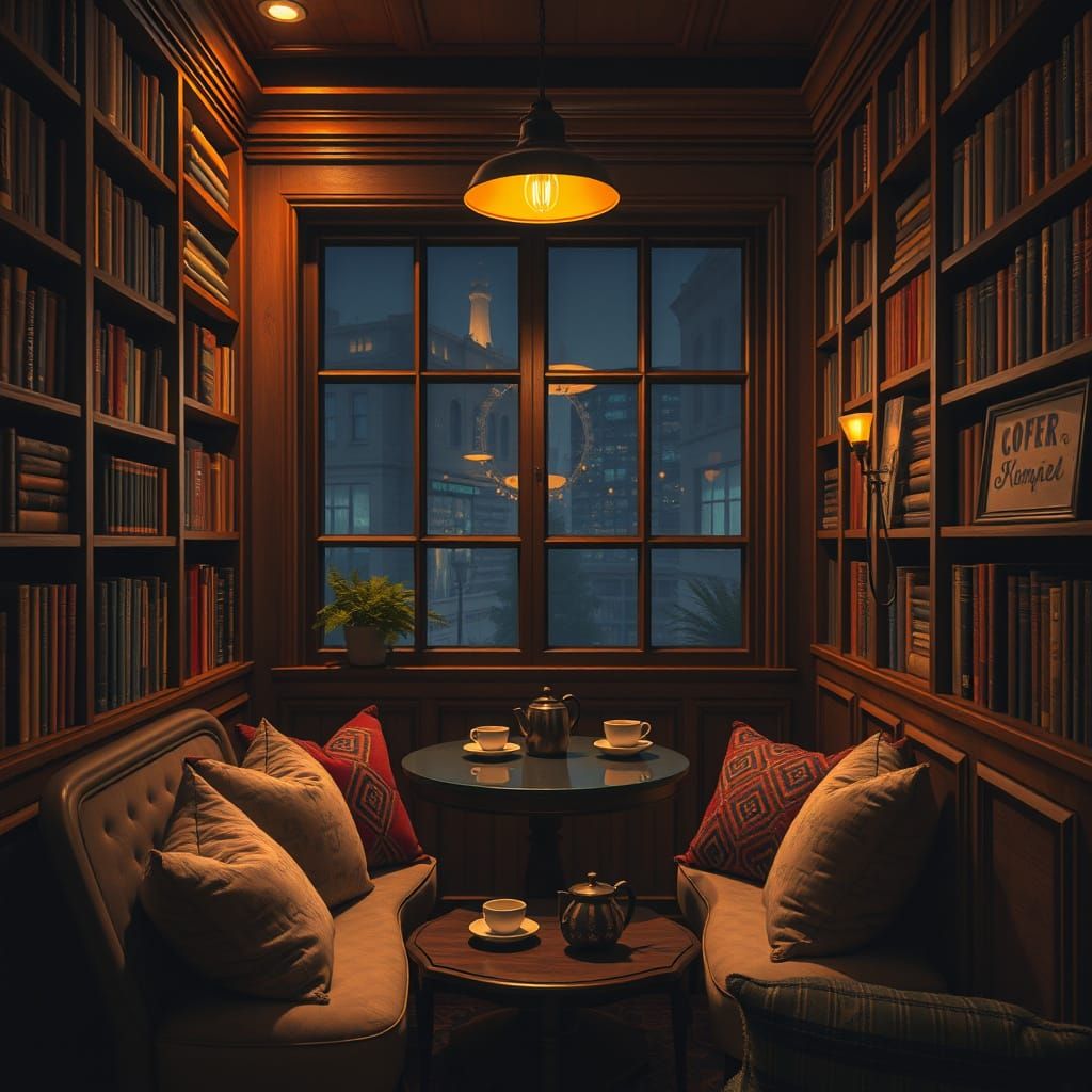 Cozy Night Coffee Nook in Warm, Inviting Style