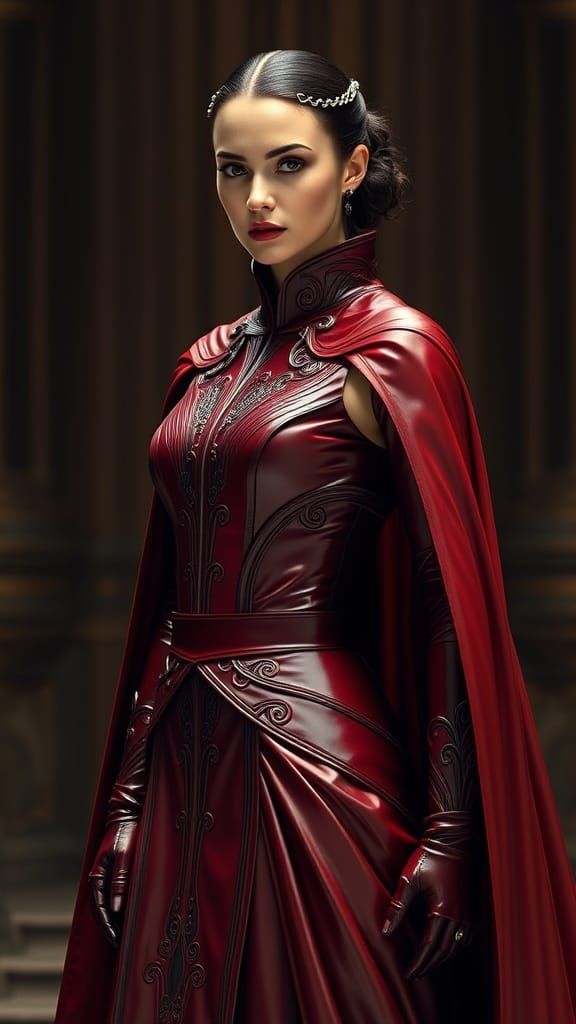 Padmé Amidala in Regal Latex Royal Costume with Majestic Cap...