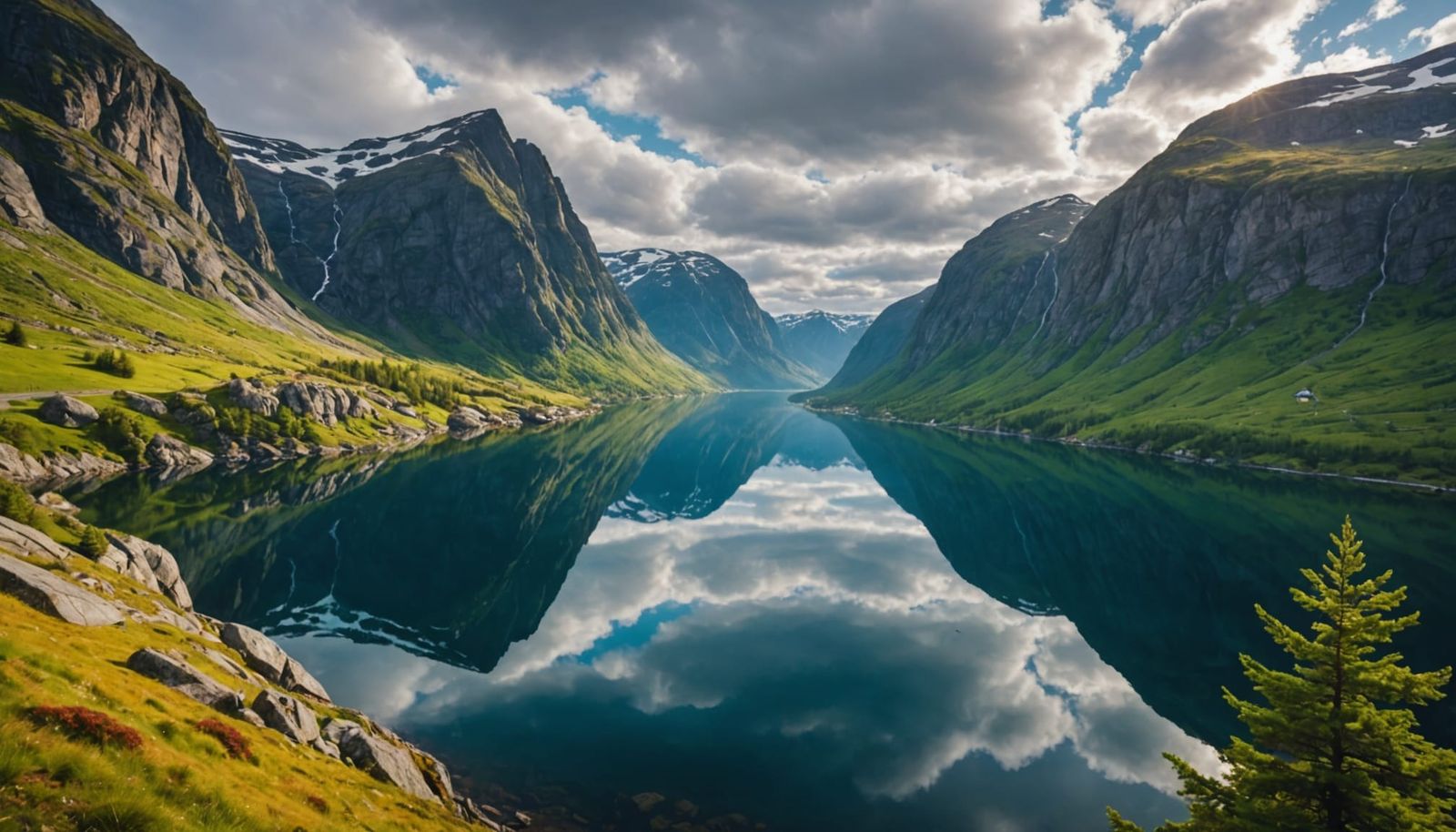 Surreal Mountain Panorama in Norwegian Wilderness