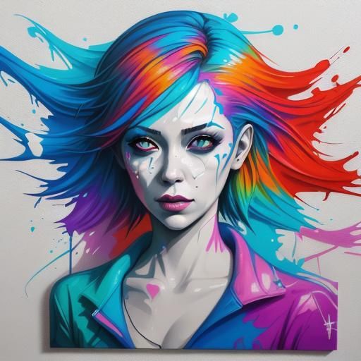 Graffiti Art: Lady Emerges from Lake