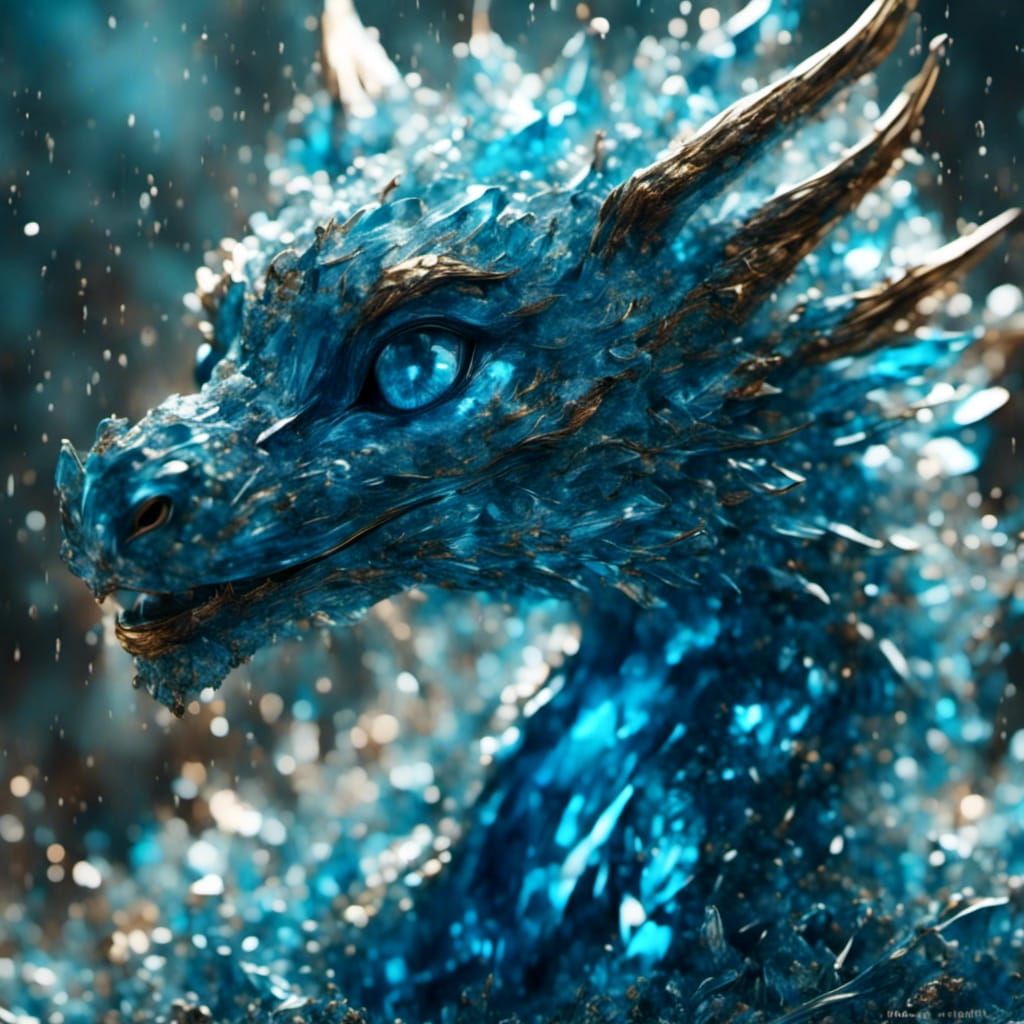 Anime Crystal Dragon Portrait in Hyperreal Detail