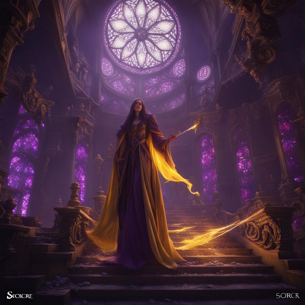 Sorceress in Dark Fantasy Art Nouveau Style