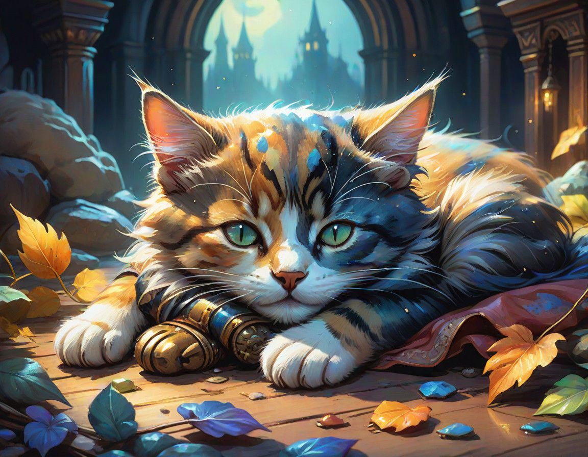 Adorable Kitten Slumbers Amidst a Snoozing Canine Companion