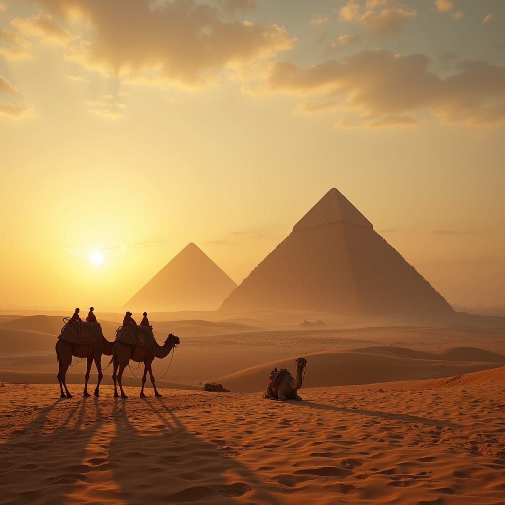 Ancient Egyptian Pyramids in Sunrise Glory