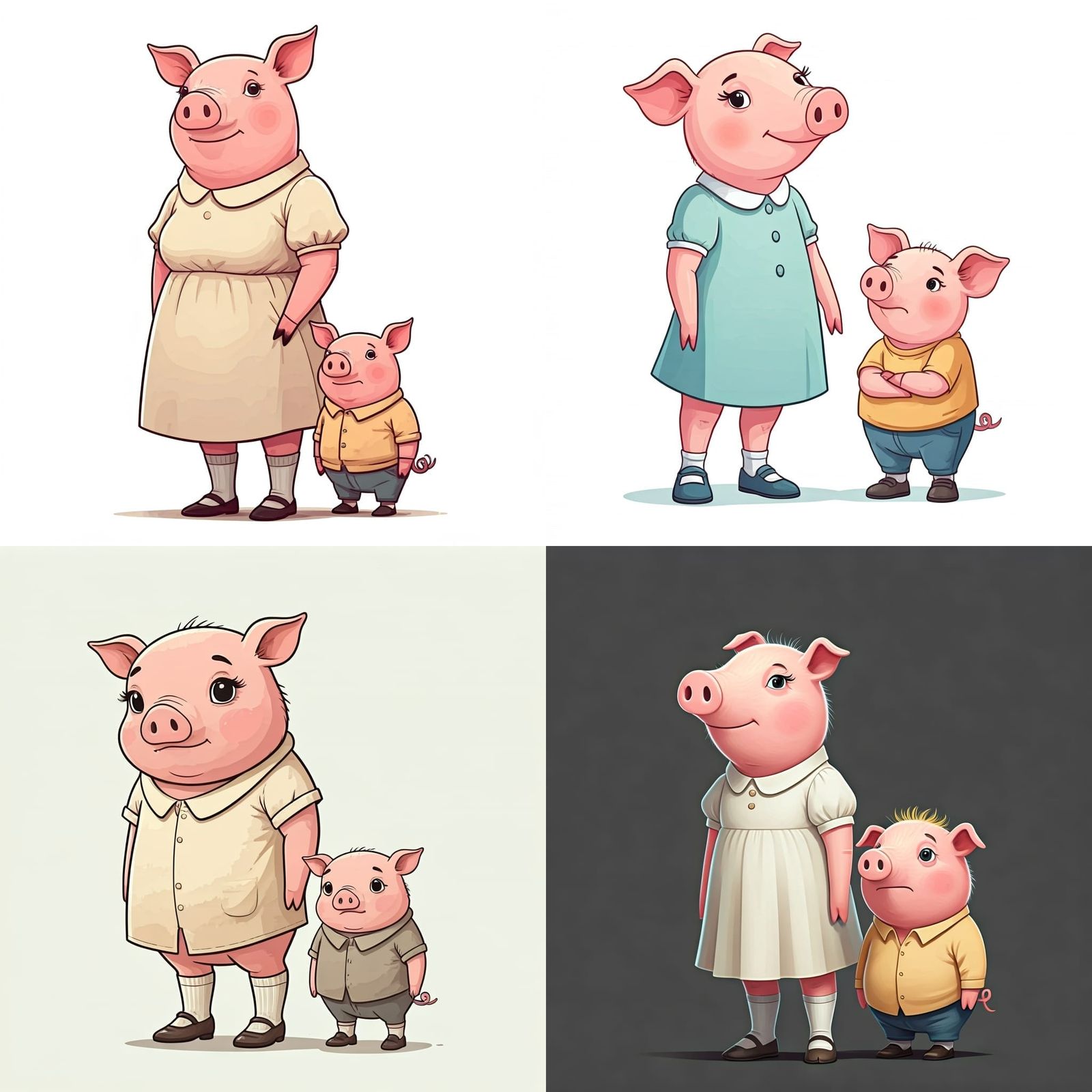Cartoon of Giant Piglet Siblings on Adventure