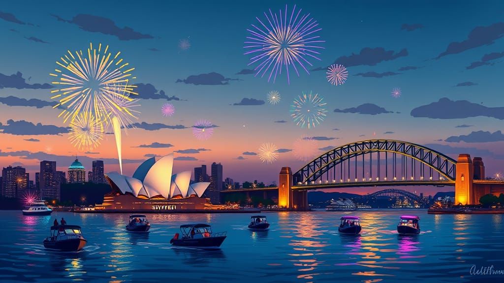 Sydney Harbour Illuminated at Dusk