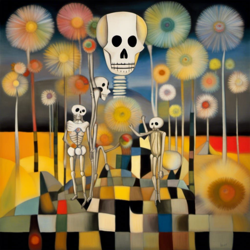 Winged Skull Fairy Family in Surreal Dreamscape