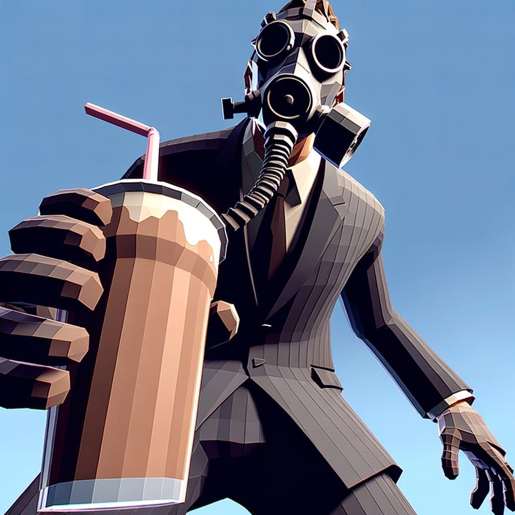 Low-Poly Man Offers Milkshake: 1990s Game Style